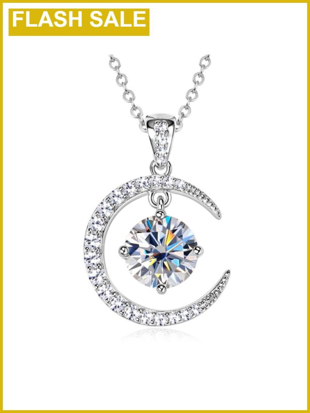 Yellow Gold over S925 Sterling Silver 2.3 Carat Diamond Necklace, 16+2" Chain,